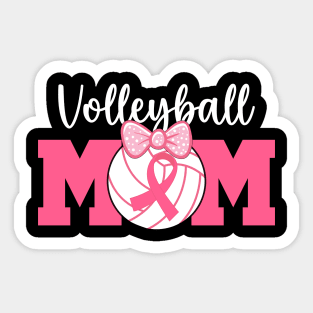 Volleyball Mom Pink Ribbon Breast Cancer Awareness Fighters Sticker